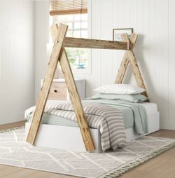 Kids Twin Size Teepee Floor Bed Frame, Montessori Style (2 Available)