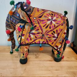 Vintage Patchwork/Embroidery/Mirrors/Folk Art Elephant, Handmade in India