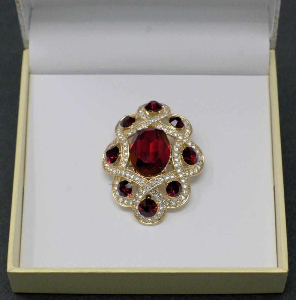Charter Club Gold-Tone Pave & Red Stone Infinity Pin