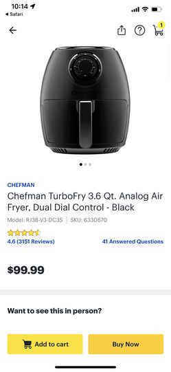 Best Buy: Chefman TurboFry 3.6 Qt. Analog Air Fryer, Dual Dial