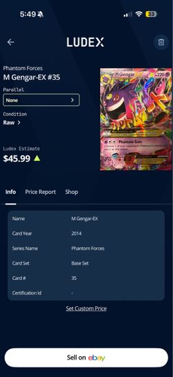 M Gengar-EX #35 Phantom Forces Pokemon Card
