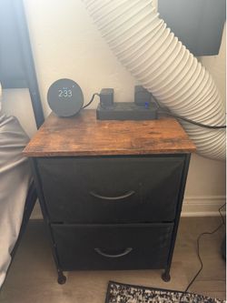 2-Drawer Nightstand / Bedside Table – Rustic Brown & Black