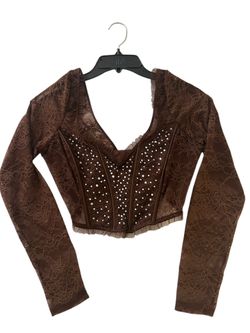 VICTORIA’S SECRET bedazzled brown lace corset top 