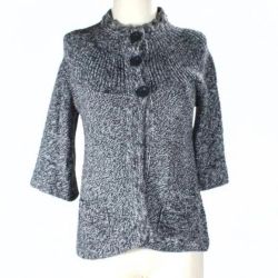 Gray & White Coastal Grandma Cottagecore Cardigan Size Medium