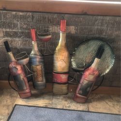 Metal Wine Bottle Decoration And Hanging Metal Wine Bottle Rack