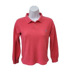 CNP Club Girl's Reddish Pink Long-Sleeved Polo Shirt Size 13