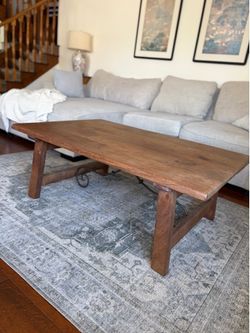 Spanish Colonial Style wood coffee table with cast iron spirals