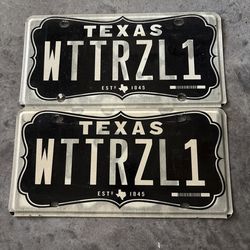 Texas TX Lone Star State Black Personalized License Plate WTTRZL1