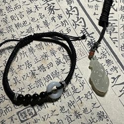 Set Of Burma Jade Bracelet and Hetian Jade Pendant