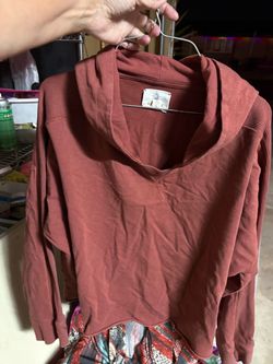 Rust Long Sleeve Cowl Neck Top