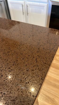Brown Speckled Quartz Countertop Slab