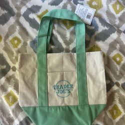 TRADER JOES Mini Canvas Tote Bag Spring 2025 Pastel Green NWT