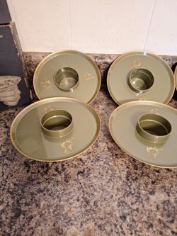 8 Vintage HI-SNACK Serv-Rite with Ducks Plate & Cup Holders, Cocktail Party