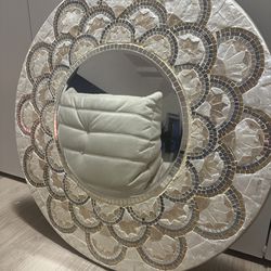 Mother Of Pearl Round Mirror 