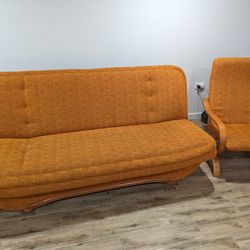 Orange Futon and Chair