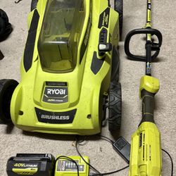 RYOBI 40V Lawn Mower + Trimmer Kit w/ 6Ah Battery & Charger