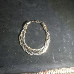 Gold And Silver 4 Weaved Men's Bracelet 