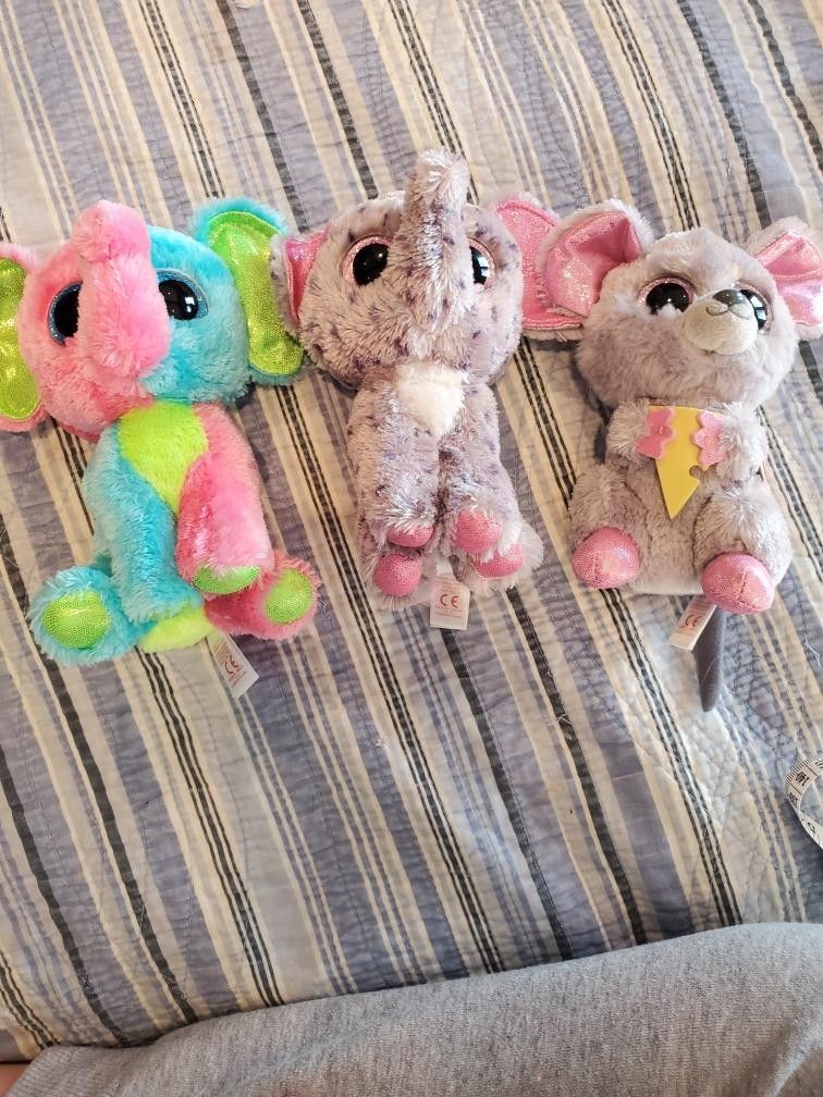 TY Beanie Baby Boo Elephants and Mouse Lot