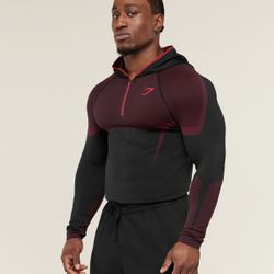 Gymshark ONYX V5 Black And Red Compression Hoodie.
