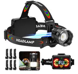 220000 Lux Bright Camping Headlamp Function 17 Modes Motion Sensor Adjustable Focus, More Than 95H Standby IP65 Waterproof, 125°Angle Head Lamp for Fi