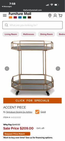Signature Design by Ashley Two-Tier Bar Cart