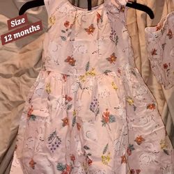 Baby Girls Size 12 Months Bunny/Rabbit Dress Includes Bloomers