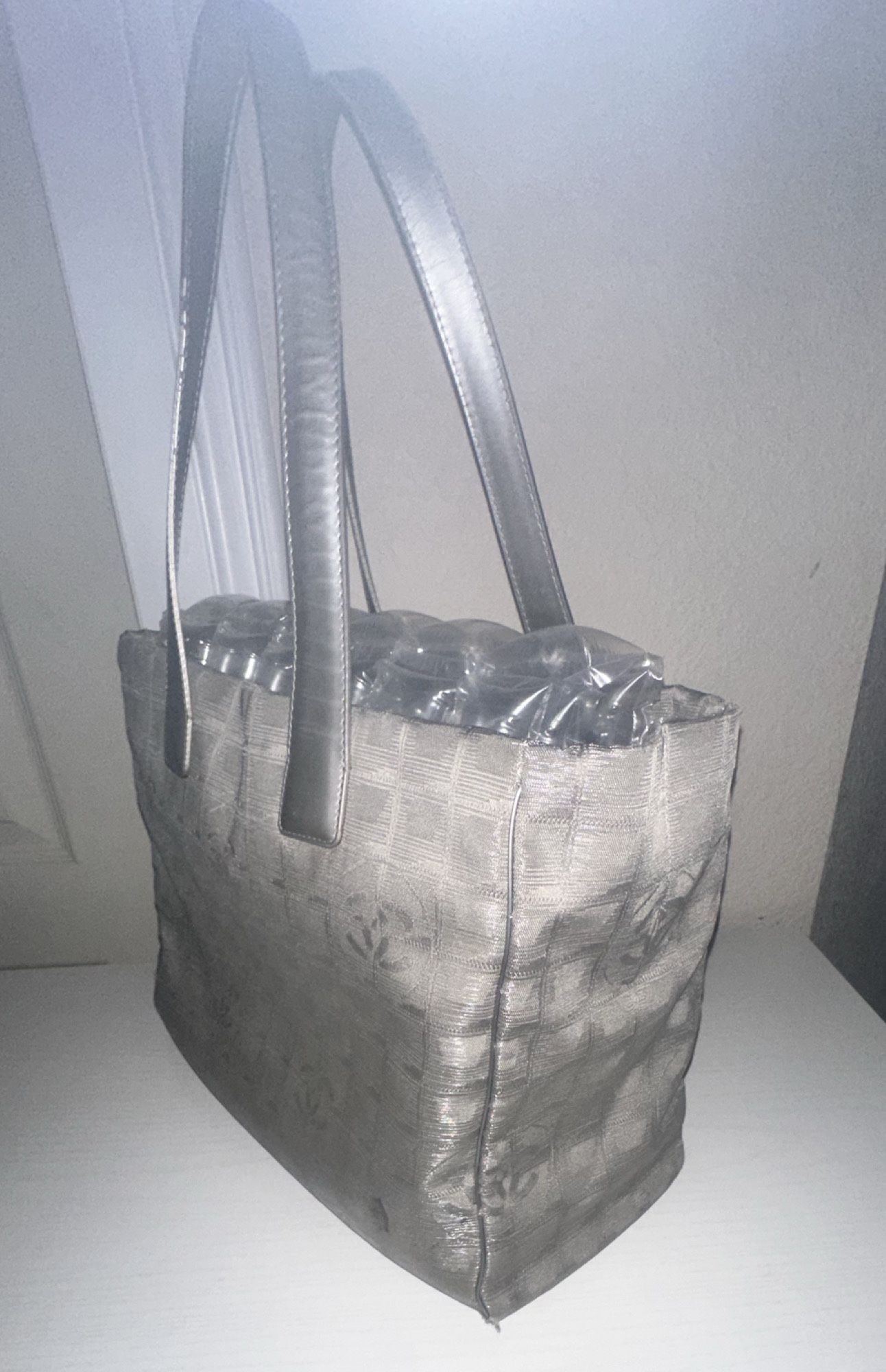C H A N E L Travel Line Karl Lagerfeld Shoulder/tote Fits Laptop Silver/Gray