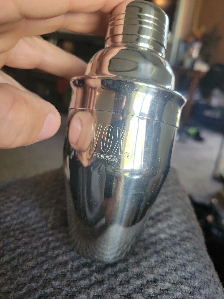 Vintage 1990s Vox Vodka 6 Oz Individual Stainless Steel Cocktail Shaker