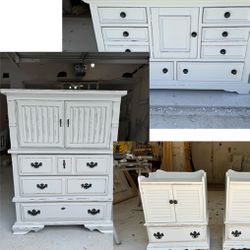 Solid Wood Farmhouse Cottage Shabby Chic Rustic Vintage French Provincial Country Modern Bedroom Set Suite