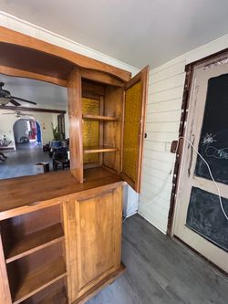 Wooden Corner bar Cabinet with Shelves