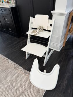 Stokke Tripp Trapp High Chair + Baby Set + Harness + Cushion + Extended Gliders