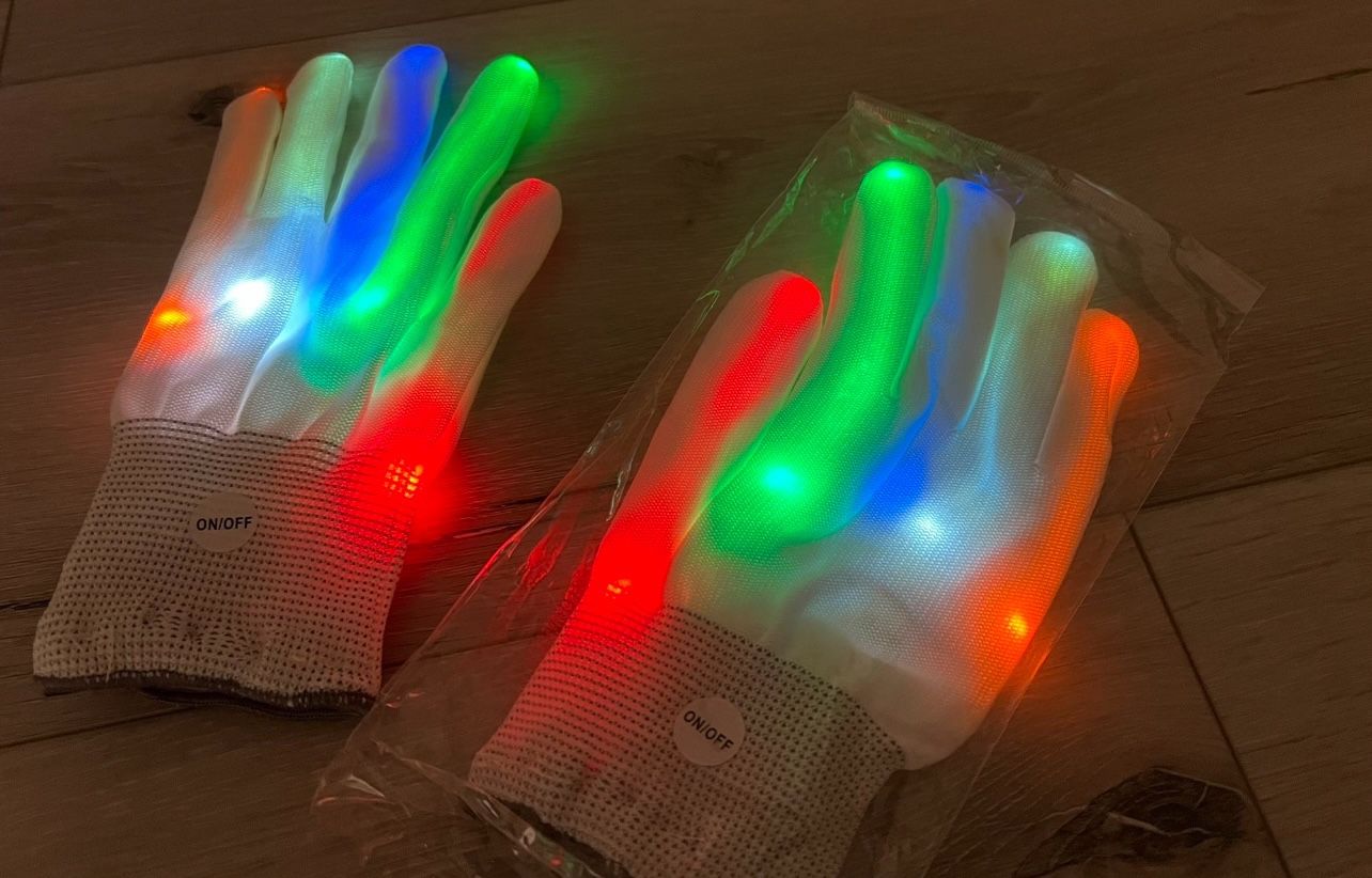 Brand New In Bag, White Glove, Party Glove, Rave Glove, With On/ Off Switch, Neon Color,
