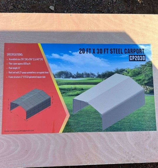 20x30x12 Metal Carport 