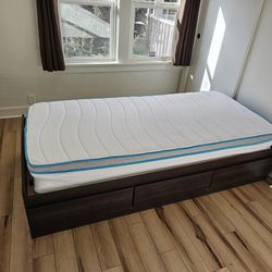 Twin XL Wood Platform Storage Bed – 3 Drawers – Fremont Style