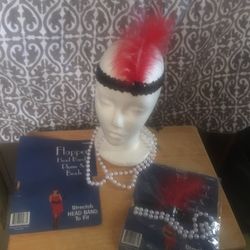 Flapper, Head Band Plume And Beads..