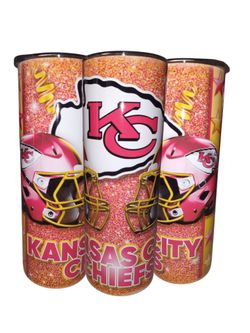 Kansas’s City Chiefs Glitter Background Stainless Steel Tumbler Skinny 20oz