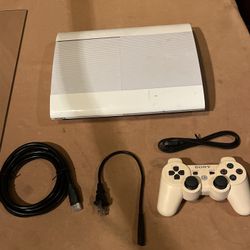 Sony PS3 Super Slim 500GB White CECH-4001C Console w/ Cords & Controller