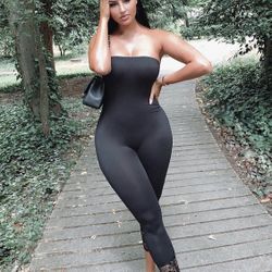Fashion Nova All Basic Tube Jumpsuit Black 