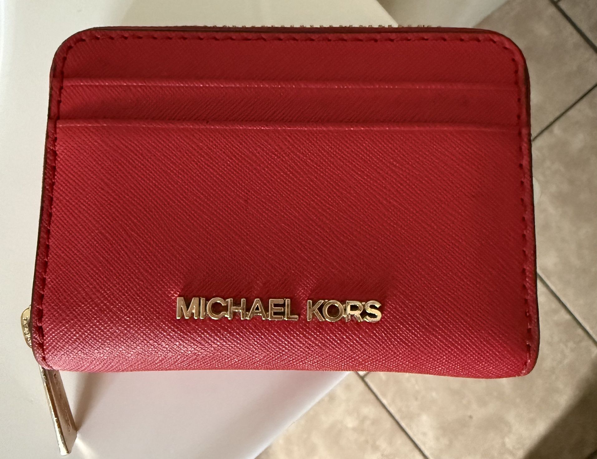 Red Michael Kors Card Holder Wallet