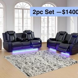 💥FREE DELIVERY💥Brand New POWER, LED, USB  2PC Reclining Sofa Loveseat Set
