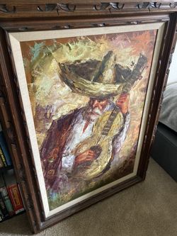 Original Painting with Hand-carved Wooden Frame