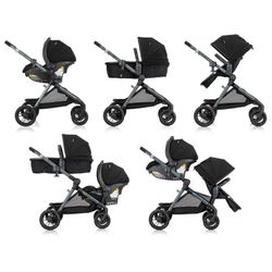 BLACK Pivot Xpand Travel System
| Single/Double Stroller with LiteMax Infant Car Seat + Roller Board + Snack Tray