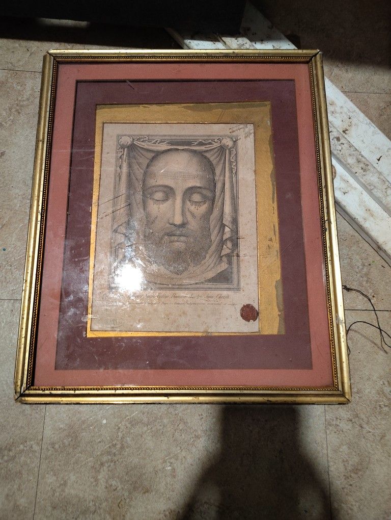 Antique 19th Century Relic True Face of Our Lord Veil Of Veronica Vera Effigies