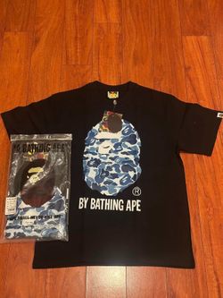 black and blue bape shirt size medium