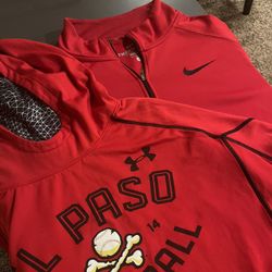 Red Nike Hoodie/ UA Half Zip 