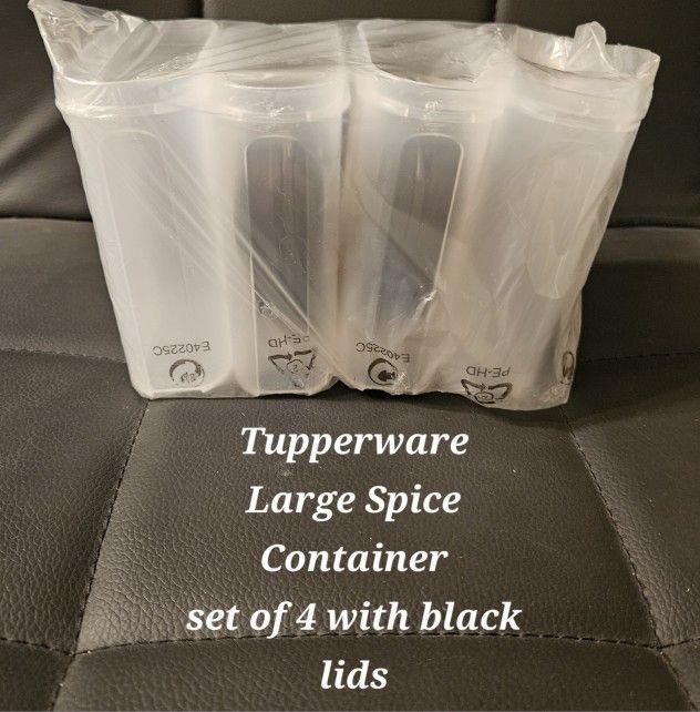 Tupperware Large Spice Container Set Of 4 With Black Lids