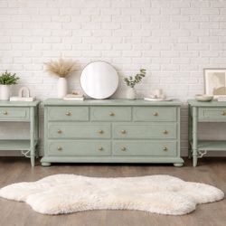 ✨ Soft Sage 3-Piece Bedroom Set | Dresser + Matching Nightstands ✨