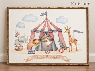 Adorable Framed Circus Nursery Wall Art – Perfect Baby Shower Gift & Baby Room Decor