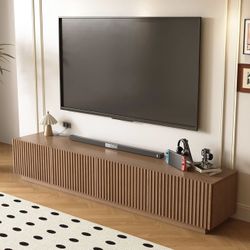 86.61" Mid-Century Modern TV Stand for TVs up to 85", Sturdy Living Room Furniture Media Console 