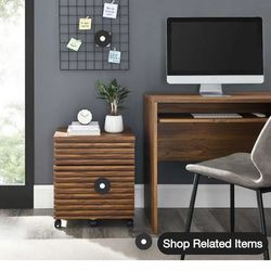 MODWAY Render Walnut Wood File Cabinet